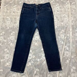 Madewell Jeans – Dark Wash | High Rise | Cropped/Ankle | Leather Patch